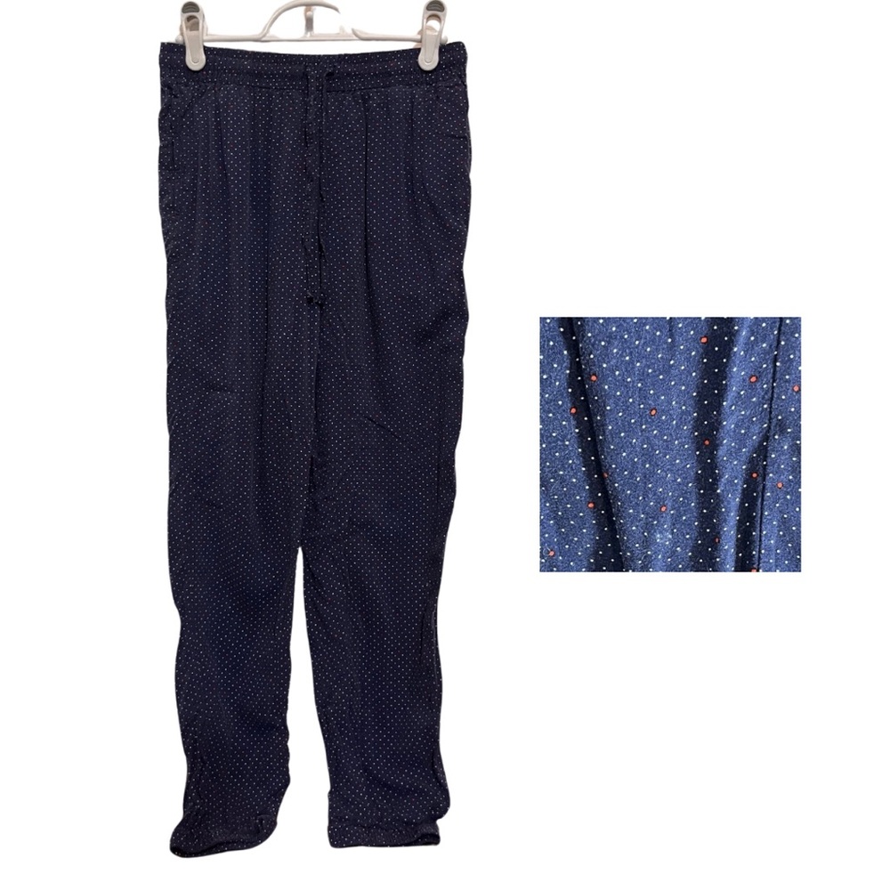 Uniqlo Drawstring Lounge Pants - Blue with Red Dots - Size XS